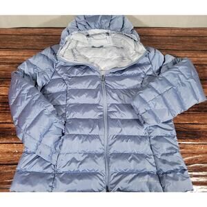 Eddie Bauer Women's EB650 Hooded Down Puffer Jacket Powder Blue XL